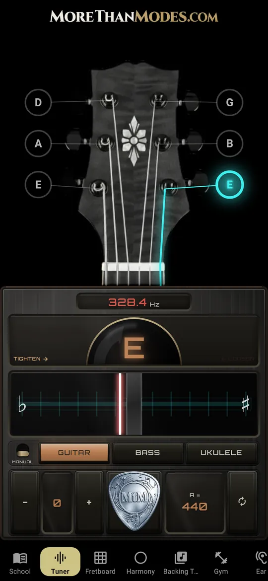 More Than Modes app: tuner