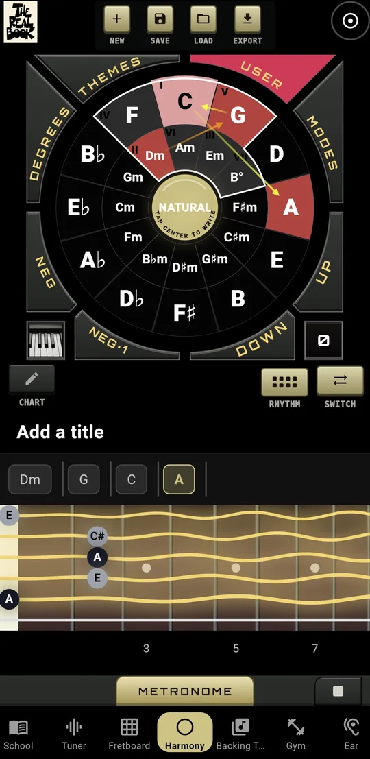 Circle of fifths on the app