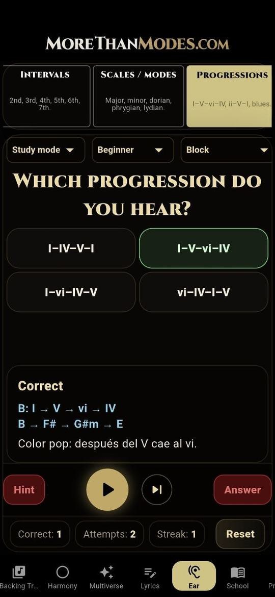 Ear trainer levels