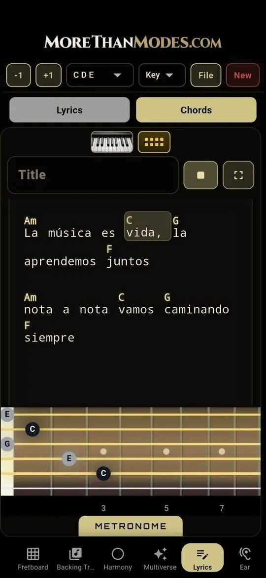 Lyrics & Chords Composer en la app More Than Modes