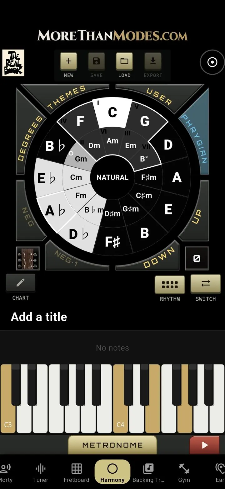 Círculo armónico en la app More Than Modes